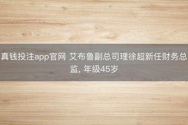 真钱投注app官网 艾布鲁副总司理徐超新任财务总监, 年级45岁