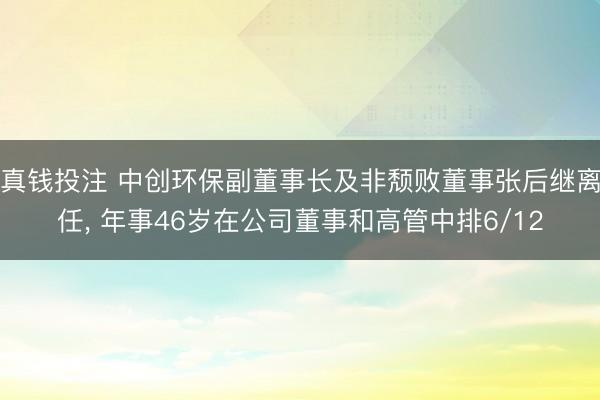 真钱投注 中创环保副董事长及非颓败董事张后继离任, 年事46岁在公司董事和高管中排6/12