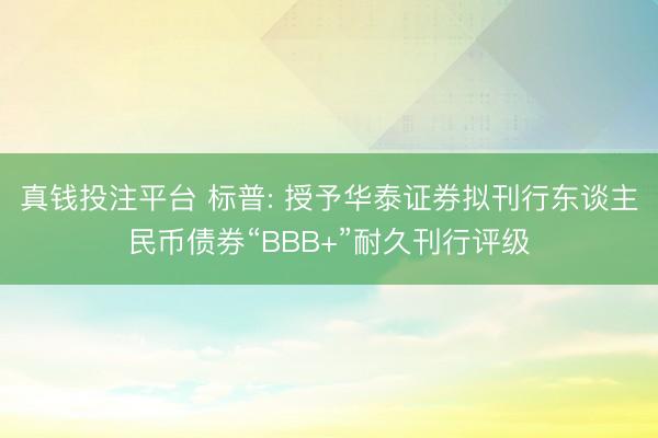 真钱投注平台 标普: 授予华泰证券拟刊行东谈主民币债券“BBB+”耐久刊行评级