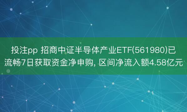 投注pp 招商中证半导体产业ETF(561980)已流畅7日获取资金净申购, 区间净流入额4.58亿元
