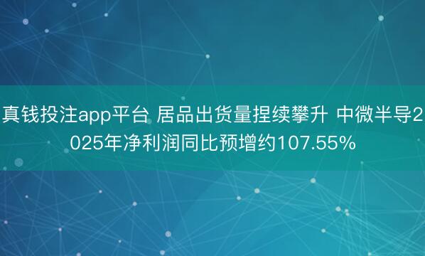 真钱投注app平台 居品出货量捏续攀升 中微半导2025年净利润同比预增约107.55%
