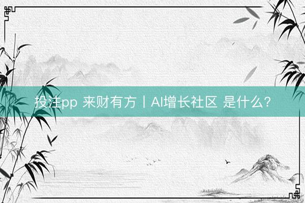 投注pp 来财有方丨AI增长社区 是什么?