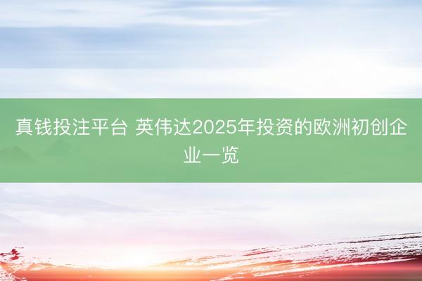 真钱投注平台 英伟达2025年投资的欧洲初创企业一览