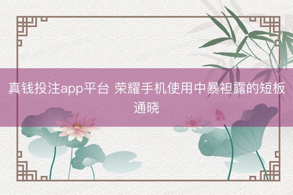 真钱投注app平台 荣耀手机使用中暴袒露的短板通晓
