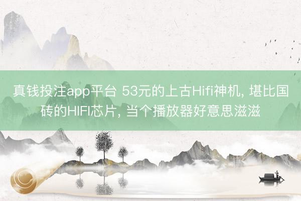 真钱投注app平台 53元的上古Hifi神机, 堪比国砖的HIFI芯片, 当个播放器好意思滋滋