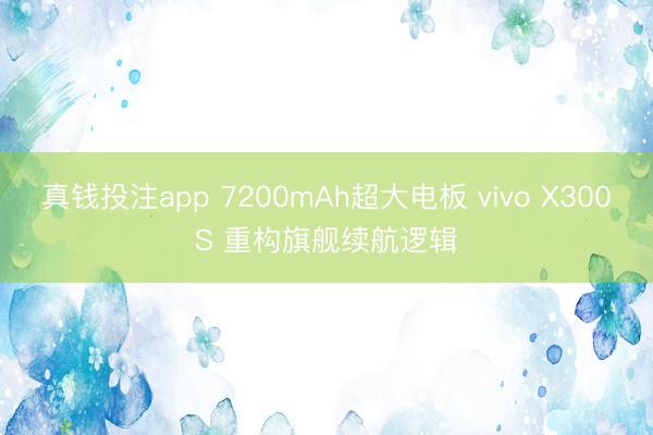 真钱投注app 7200mAh超大电板 vivo X300S 重构旗舰续航逻辑