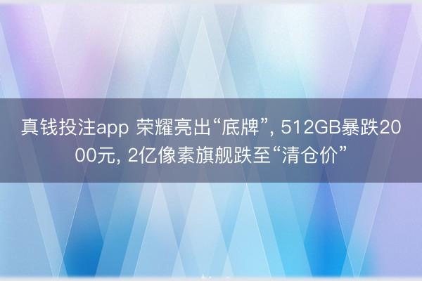 真钱投注app 荣耀亮出“底牌”, 512GB暴跌2000元, 2亿像素旗舰跌至“清仓价”