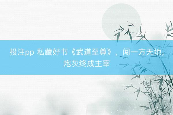 投注pp 私藏好书《武道至尊》，闯一方天地，炮灰终成主宰