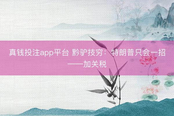 真钱投注app平台 黔驴技穷：特朗普只会一招——加关税