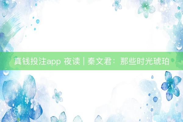真钱投注app 夜读 | 秦文君：那些时光琥珀