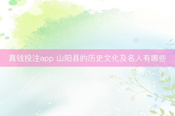 真钱投注app 山阳县的历史文化及名人有哪些