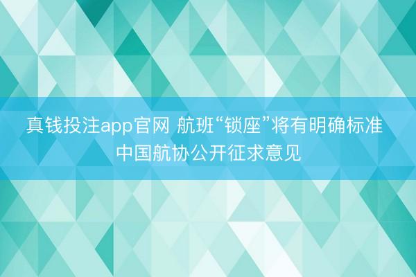 真钱投注app官网 航班“锁座”将有明确标准 中国航协公开征求意见