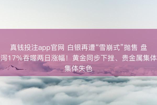 真钱投注app官网 白银再遭“雪崩式”抛售 盘中狂泻17%吞噬两日涨幅！黄金同步下挫、贵金属集体失色