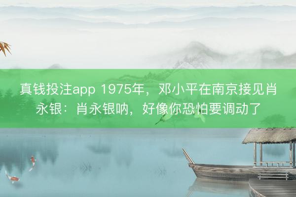 真钱投注app 1975年，邓小平在南京接见肖永银：肖永银呐，好像你恐怕要调动了