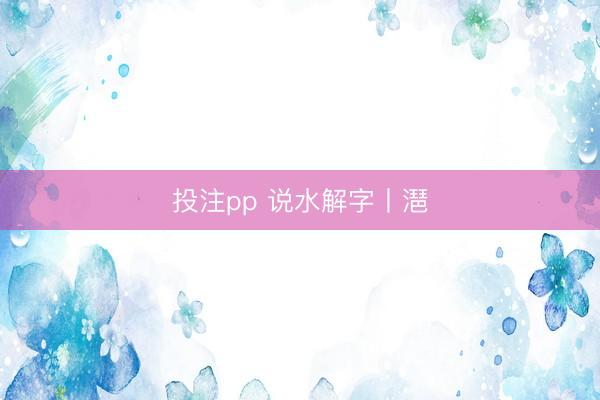 投注pp 说水解字丨潖