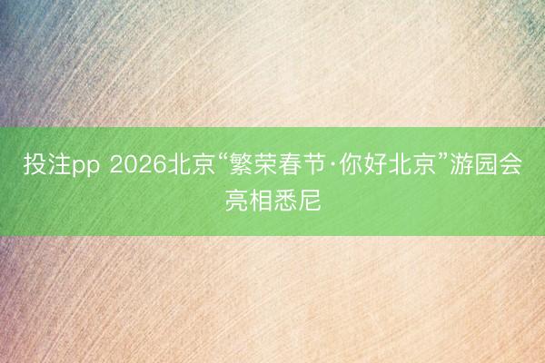 投注pp 2026北京“繁荣春节·你好北京”游园会亮相悉尼