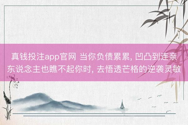 真钱投注app官网 当你负债累累, 凹凸到连亲东说念主也瞧不起你时, 去悟透芒格的逆袭灵敏