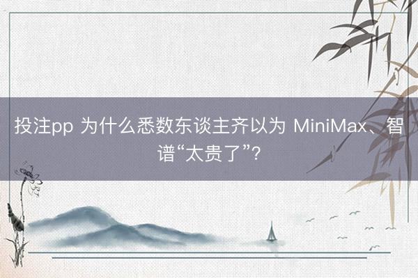 投注pp 为什么悉数东谈主齐以为 MiniMax、智谱“太贵了”?