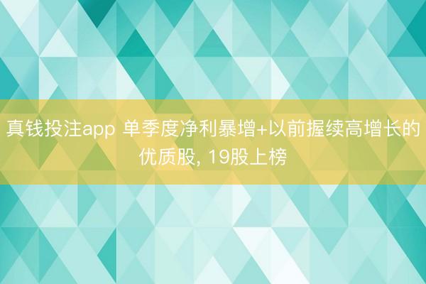 真钱投注app 单季度净利暴增+以前握续高增长的优质股， 19股上榜
