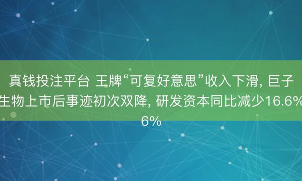 真钱投注平台 王牌“可复好意思”收入下滑, 巨子生物上市后事迹初次双降, 研发资本同比减少16.6%
