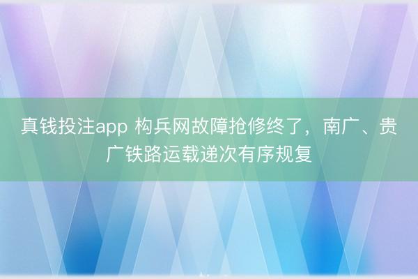 真钱投注app 构兵网故障抢修终了，南广、贵广铁路运载递次有序规复