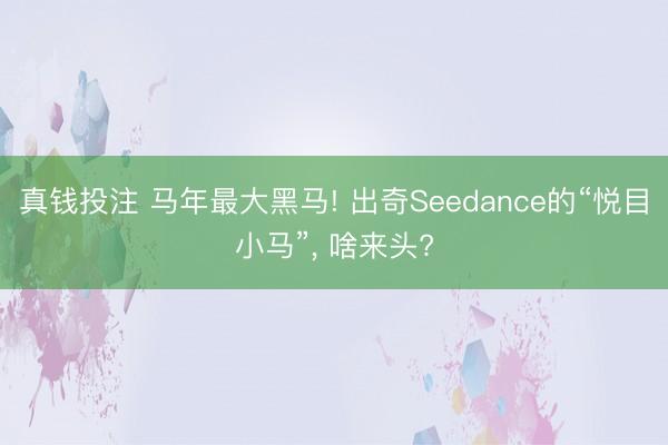 真钱投注 马年最大黑马! 出奇Seedance的“悦目小马”, 啥来头?