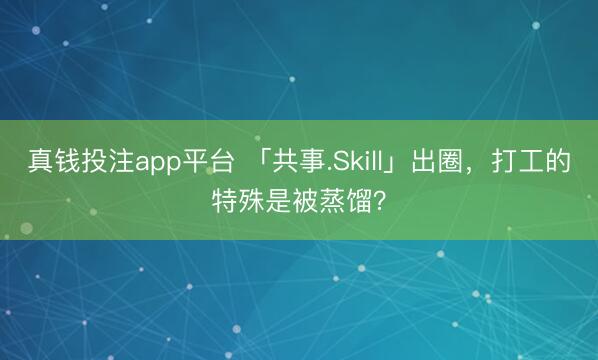 真钱投注app平台 「共事.Skill」出圈，打工的特殊是被蒸馏？