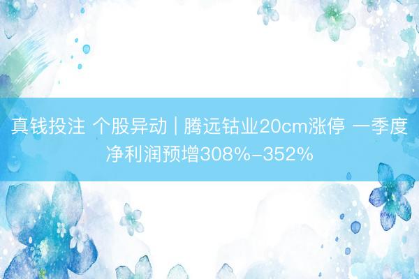 真钱投注 个股异动 | 腾远钴业20cm涨停 一季度净利润预增308%-352%