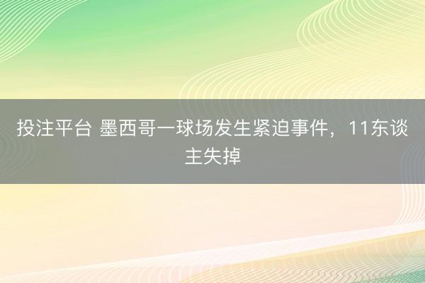 投注平台 墨西哥一球场发生紧迫事件,11东谈主失掉