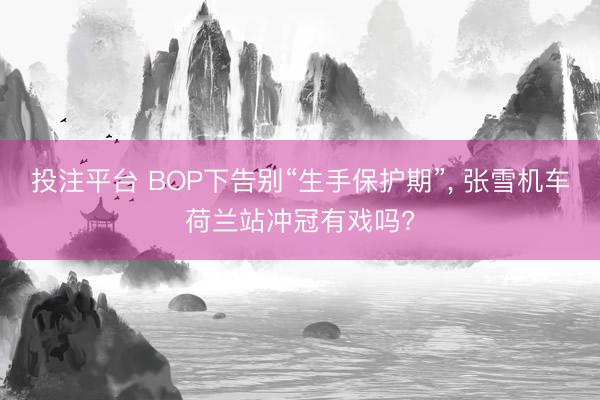 投注平台 BOP下告别“生手保护期”， 张雪机车荷兰站冲冠有戏吗?