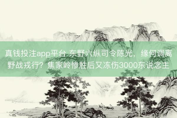 真钱投注app平台 东野六纵司令陈光，缘何调离野战戎行？焦家岭惨胜后又冻伤3000东说念主