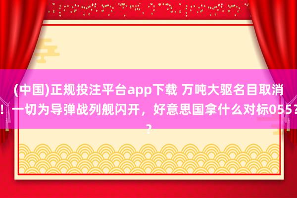 (中国)正规投注平台app下载 万吨大驱名目取消!一切为导弹战列舰闪开,好意思国拿什么对标055?