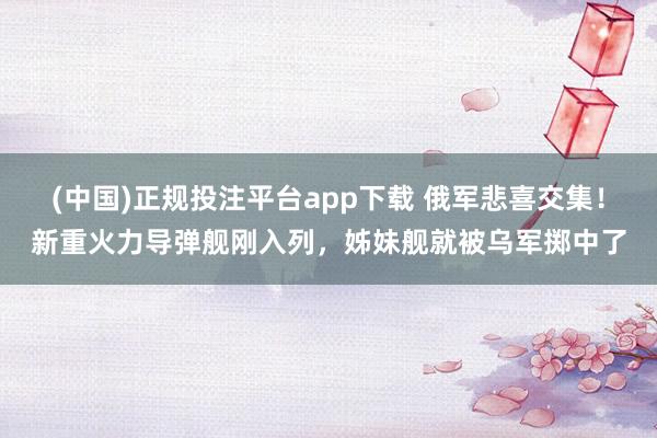 (中国)正规投注平台app下载 俄军悲喜交集!新重火力导弹舰刚入列,姊妹舰就被乌军掷中了