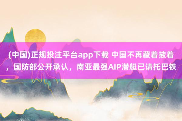 (中国)正规投注平台app下载 中国不再藏着掖着,国防部公开承认,南亚最强AIP潜艇已请托巴铁
