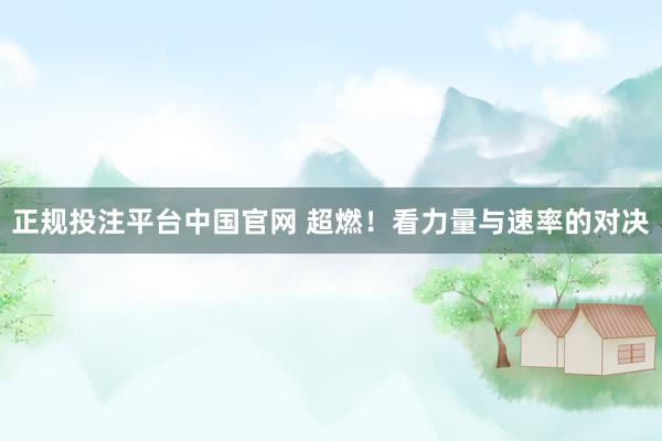 正规投注平台中国官网 超燃!看力量与速率的对决