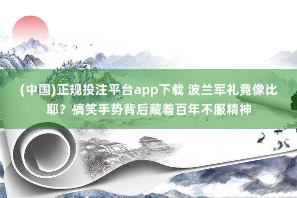 (中国)正规投注平台app下载 波兰军礼竟像比耶?搞笑手势背后藏着百年不服精神