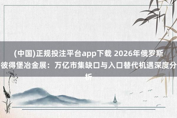 (中国)正规投注平台app下载 2026年俄罗斯圣彼得堡冶金展：万亿市集缺口与入口替代机遇深度分析