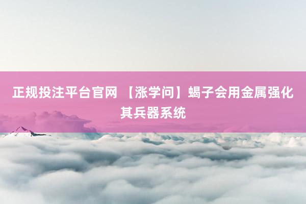正规投注平台官网 【涨学问】蝎子会用金属强化其兵器系统