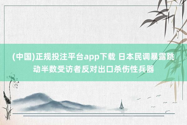 (中国)正规投注平台app下载 日本民调暴露跳动半数受访者反对出口杀伤性兵器