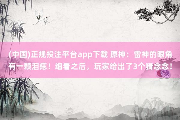 (中国)正规投注平台app下载 原神：雷神的眼角有一颗泪痣！细看之后，玩家给出了3个猜念念！