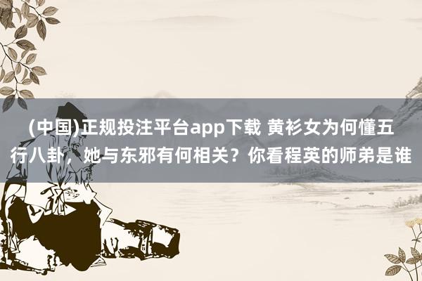(中国)正规投注平台app下载 黄衫女为何懂五行八卦,她与东邪有何相关?你看程英的师弟是谁