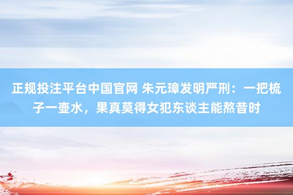 正规投注平台中国官网 朱元璋发明严刑:一把梳子一壶水,果真莫得女犯东谈主能熬昔时