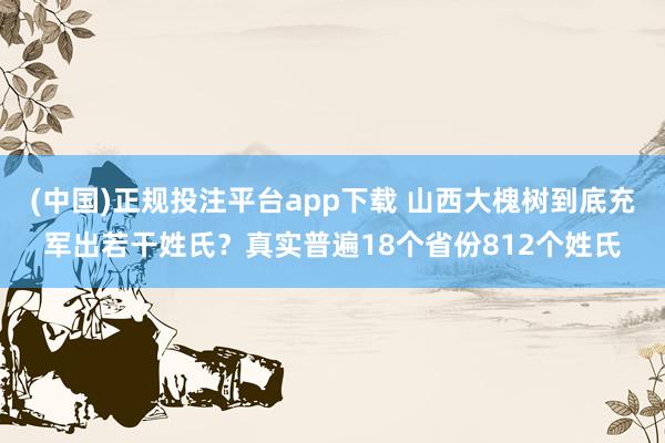 (中国)正规投注平台app下载 山西大槐树到底充军出若干姓氏?真实普遍18个省份812个姓氏