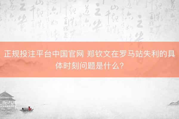 正规投注平台中国官网 郑钦文在罗马站失利的具体时刻问题是什么?