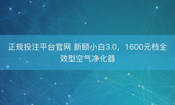 正规投注平台官网 新颐小白3.0,1600元档全效型空气净化器