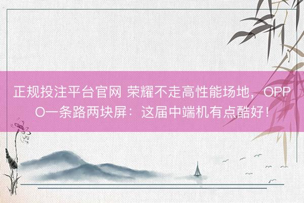 正规投注平台官网 荣耀不走高性能场地,OPPO一条路两块屏:这届中端机有点酷好!