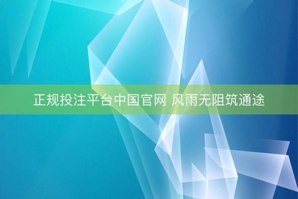 正规投注平台中国官网 风雨无阻筑通途