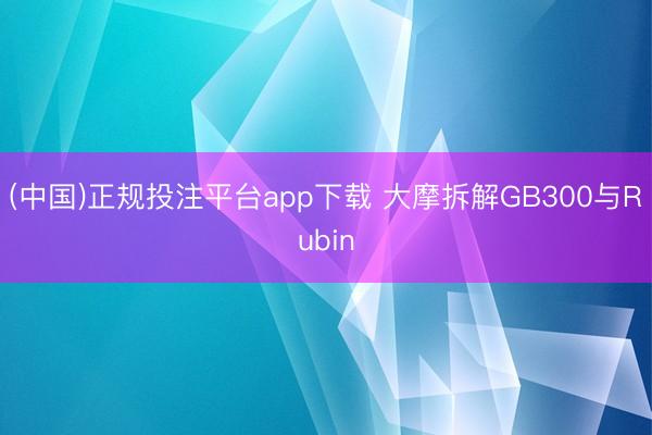 (中国)正规投注平台app下载 大摩拆解GB300与Rubin