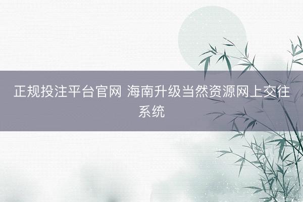 正规投注平台官网 海南升级当然资源网上交往系统