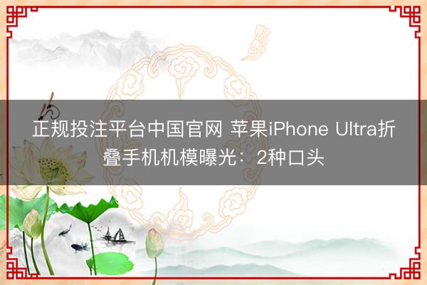 正规投注平台中国官网 苹果iPhone Ultra折叠手机机模曝光：2种口头